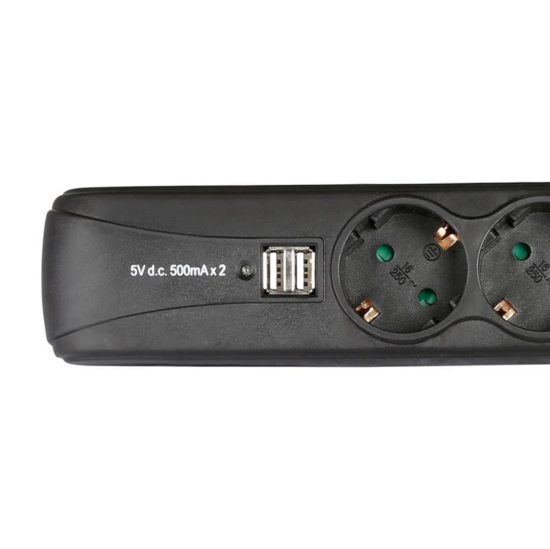 ADAM HALL 8747S3USB BASE DE ENCHUFES DE 3 TOMAS CON INTERRUPTOR Y 2 SALIDAS USB PARA RECARGA - Image 3