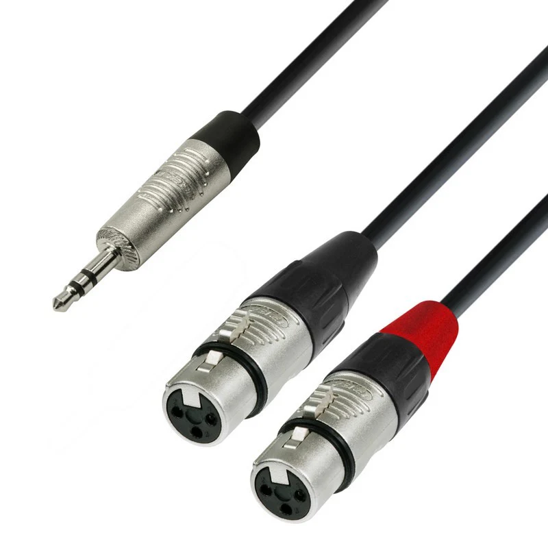 ADAM HALL K4YWFF0300 CABLE AUDIO REAN 3.5 MM JACK ESTEREO A 2 X XLR HEMBRA 3 METROS