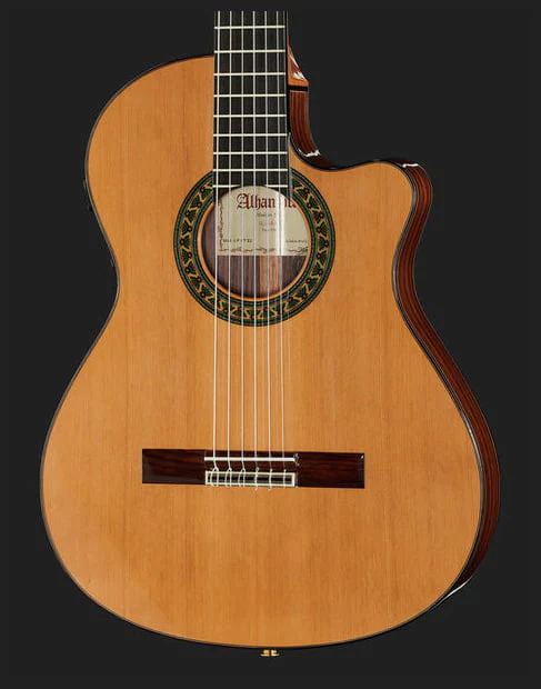 ALHAMBRA 5PCTE2 CON FUNDA 25MM GUITARRA ESPAÑOLA ELECTRIFICADA CUERPO ESTRECHO CEDRO BRILLO - Image 10