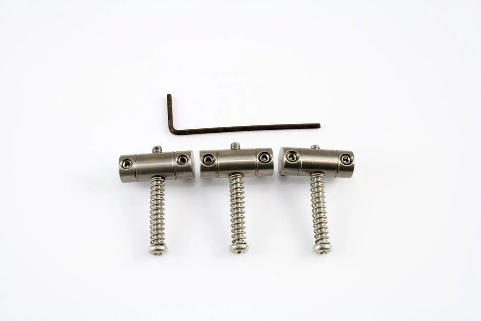 ALL PARTS BP0537009 BRIDGE SADDLES (SET OF 3) WITH SPRINGS AND SCREWS FOR TELE, TITANIUM.