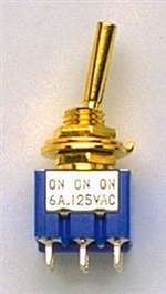 ALL PARTS EP0080002 ON-ON-ON MINI SWITCH DPDT WITH MOUNTING HARDWARE GOLD