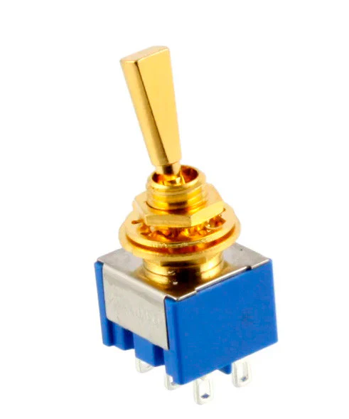 ALL PARTS EP0081002 ON-ON MINI SWITCH DPDT WITH MOUNTING HARDWARE GOLD