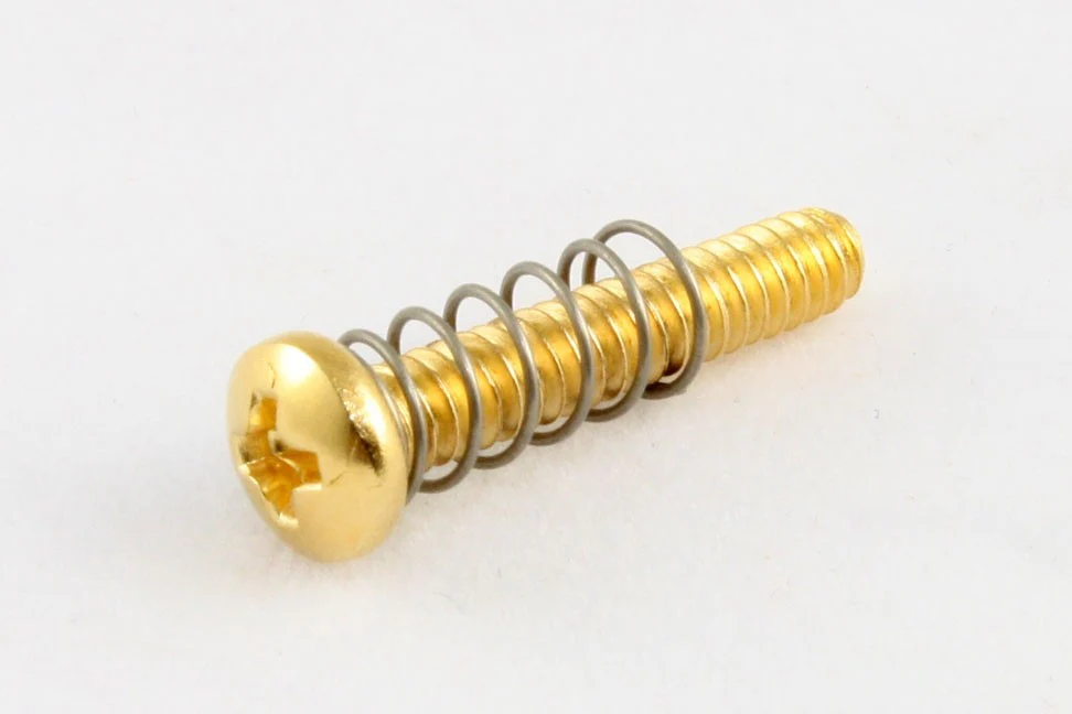 ALL PARTS GS0004002 GUITAR BRIDGE LENGTH SCREWS (6 PIECES) WITH SPRINGS GOLD 4 - 40 X 5/8