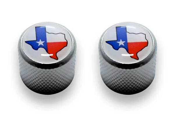 ALL PARTS MK3317010 CHROME DOME KNOBS WITH ICONIC STATE OF TEXAS FLAG ART (2) PUSH-ON