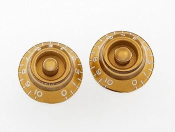 ALL PARTS PK0140032 BELL KNOBS (2) GOLD VINTAGE STYLE NUMBERS FITS USA SPLIT SHAFT POTS