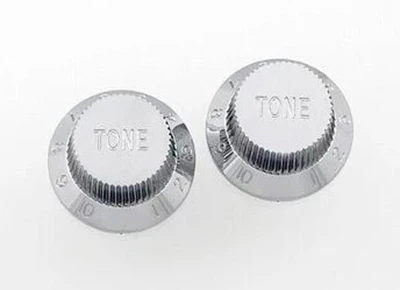 ALL PARTS PK0153010 TONE KNOBS (2) CHROME PLASTIC FOR STRAT FITS USA SPLIT SHAFT POTS