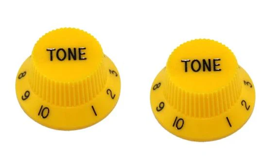 ALL PARTS PK0153020 TONE KNOBS (2) YELLOW FOR STRAT FITS USA SPLIT SHAFT POTS