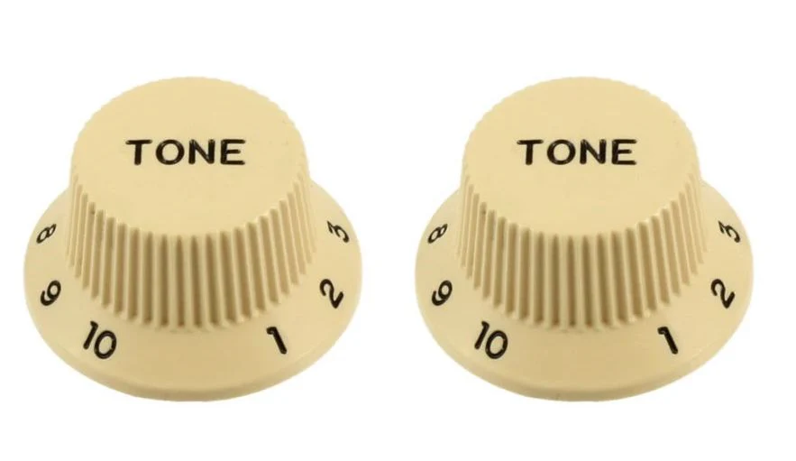 ALL PARTS PK0153028 TONE KNOBS (2) CREAM FOR STRAT FITS SPLIT SHAFT POTS