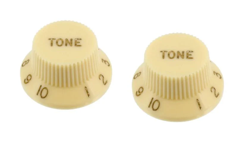 ALL PARTS PK0153048 TONE KNOBS (2) VINTAGE CREAM FOR STRAT FITS USA SPLIT SHAFT POTS