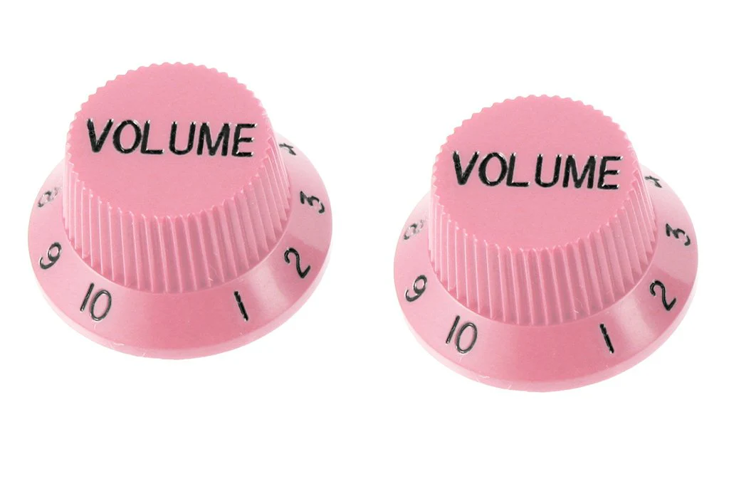 ALL PARTS PK0154021 VOLUME KNOBS (2) PALE PINK FOR STRAT FITS SPLIT SHAFT POTS
