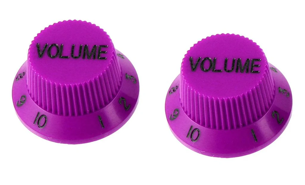 ALL PARTS PK0154040 VOLUME KNOBS (2) PURPLE FOR STRAT FITS USA SPLIT SHAFT POTS