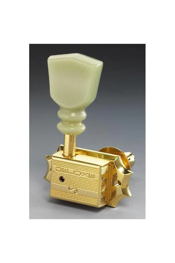 ALL PARTS TK0771002 VINTAGE STYLE SCHALLER KEYS 3 X 3 SCREW-IN BUSHINGS PLASTIC KEYSTONE GOLD
