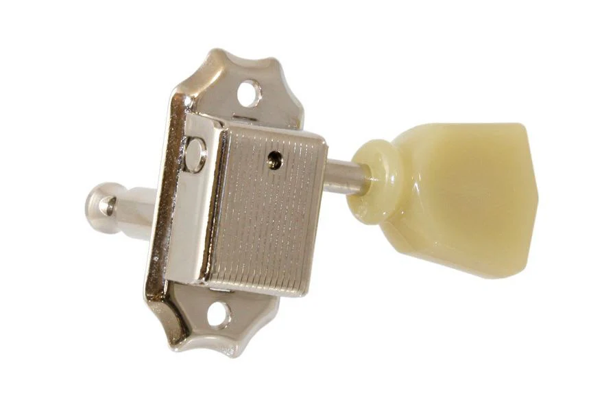 ALL PARTS TK0877001 ECONOMY VINTAGE STYLE TUNING KEYS 3 X 3 PLASTIC KEYSTONE BUTTONS NICKEL