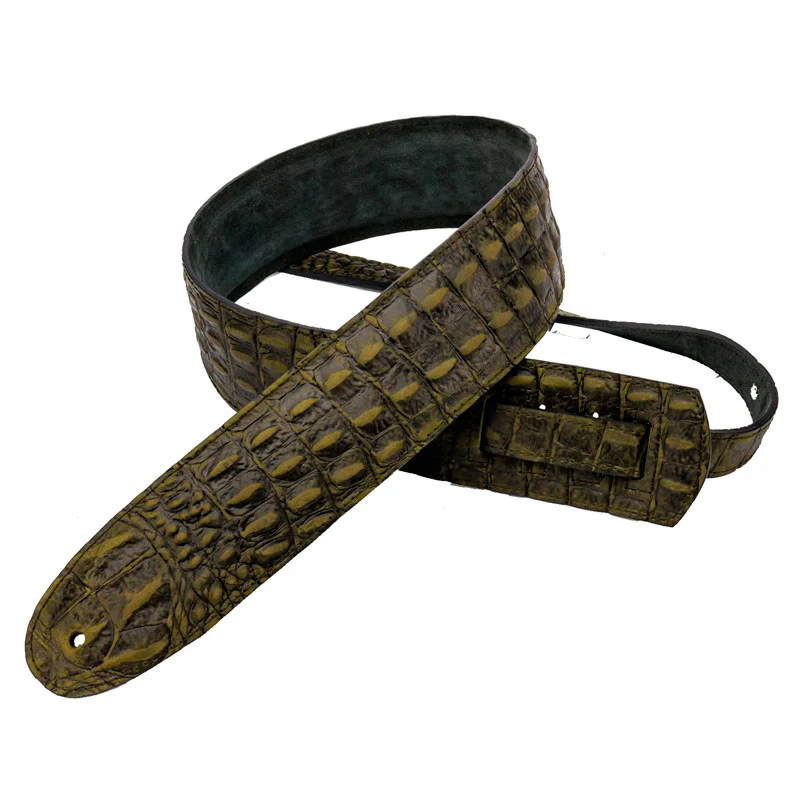 BOURBON STRAP ALLIGATOR GREEN LEATHER CORREA GUITARRA VERDE