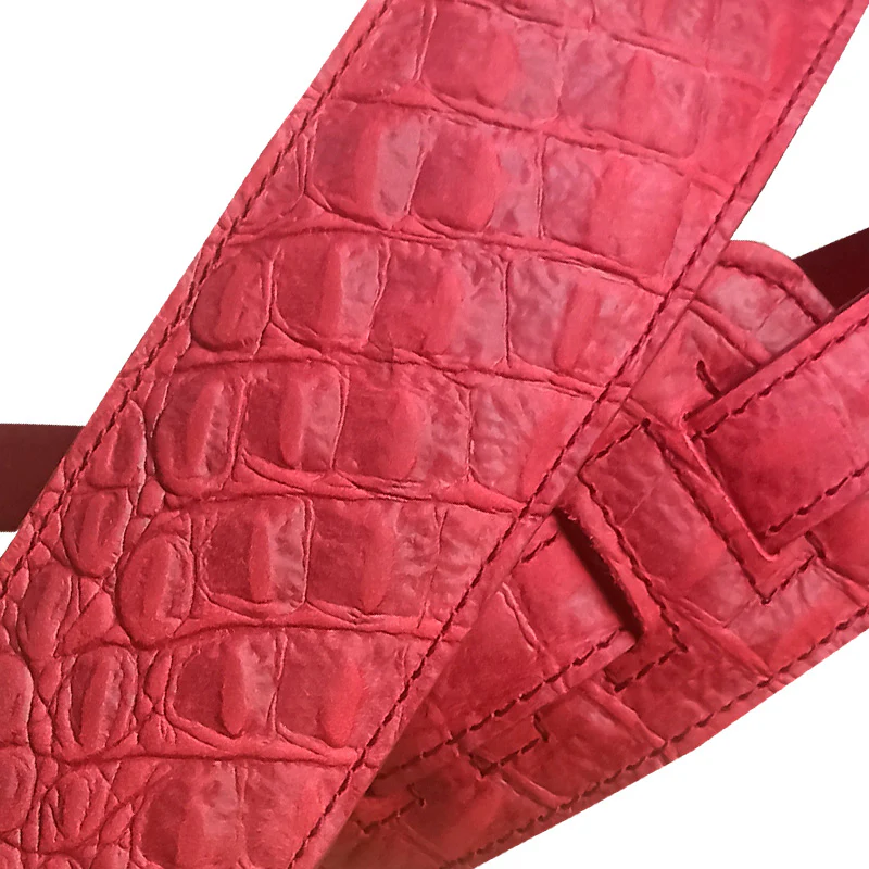 BOURBON STRAP ALLIGATOR RED LEATHER CORREA GUITARRA ROJA - Image 2