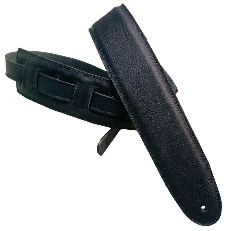 BOURBON STRAP BUFFALO BLACK LEATHER CORREA GUITARRA NEGRA