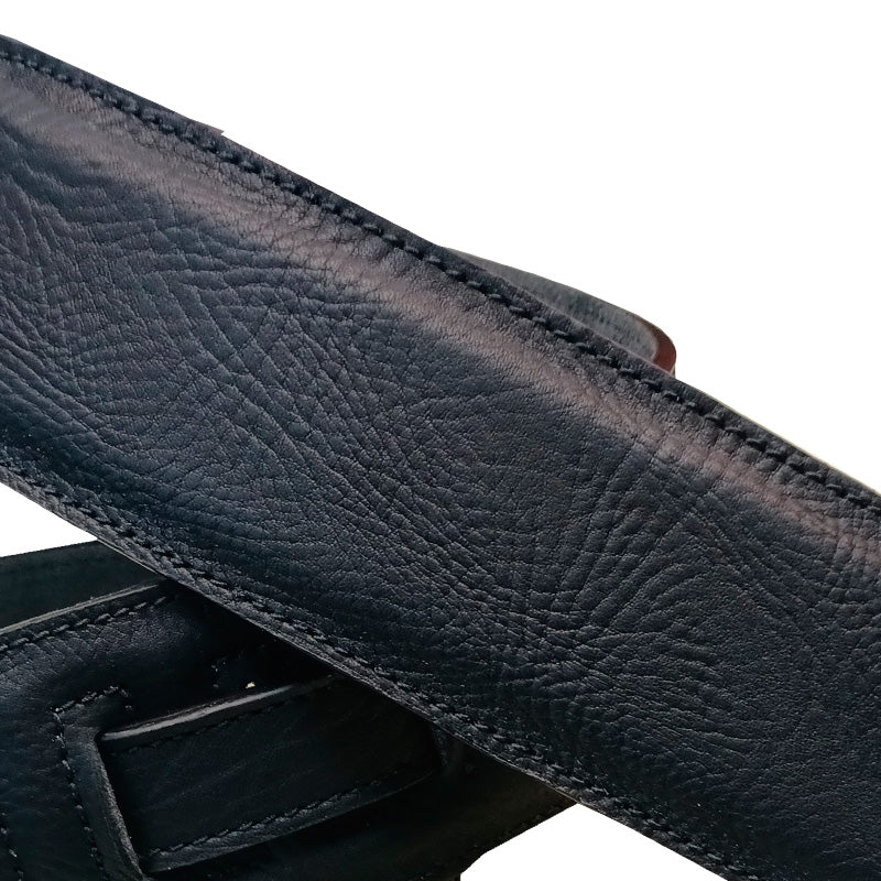BOURBON STRAP BUFFALO BLACK LEATHER CORREA GUITARRA NEGRA - Image 2