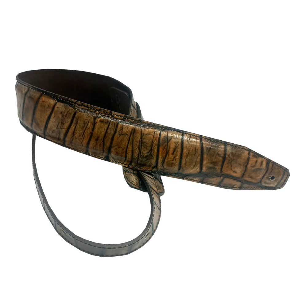 BOURBON STRAP COCODRILO LEATHER FANGO CORREA GUITARRA