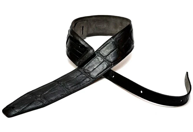 BOURBON STRAP CROCODRILE BLACK LEATHER CORREA GUITARRA NEGRA