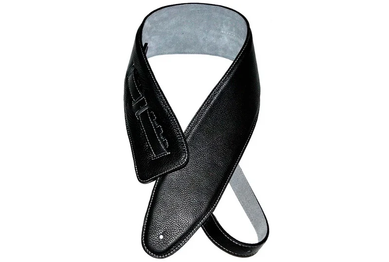 BOURBON STRAP FAT BASS BLACK LEATHER CORREA GUITARRA NEGRA