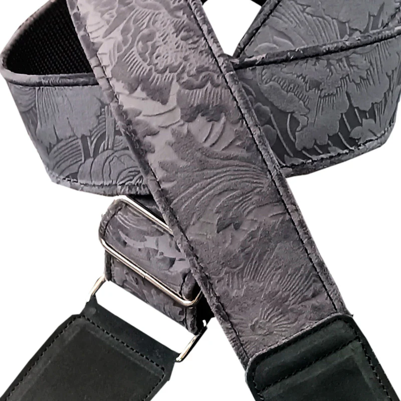 BOURBON STRAPS VELVET OUTLINE GREY TEXTILE CORREA GUITARRA GRIS - Image 2