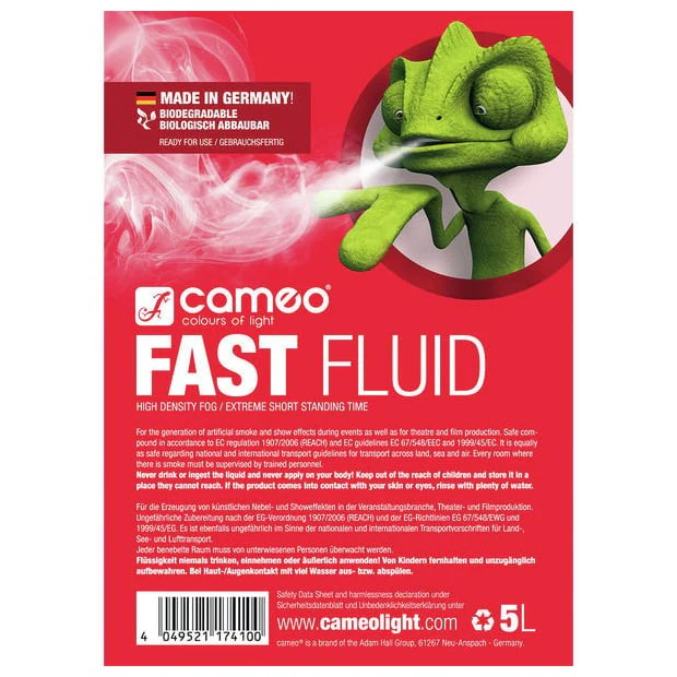 CAMEO FAST FLUID 5L LIQUIDO DE NIEBLA DE MUY ALTA DENSIDAD Y EFECTO MUY CORTO 5L - Image 2