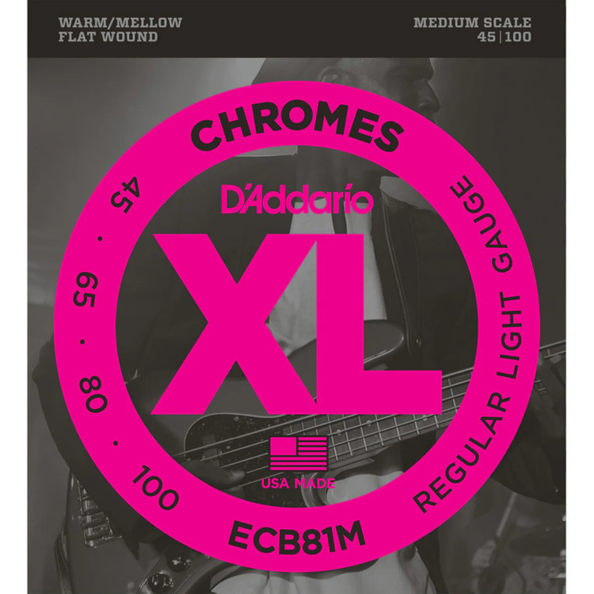DADDARIO ECB81M CHROMES BASS LIGHT ESCALA MEDIA JUEGO CUERDAS BAJO ELECTRICO 45-100