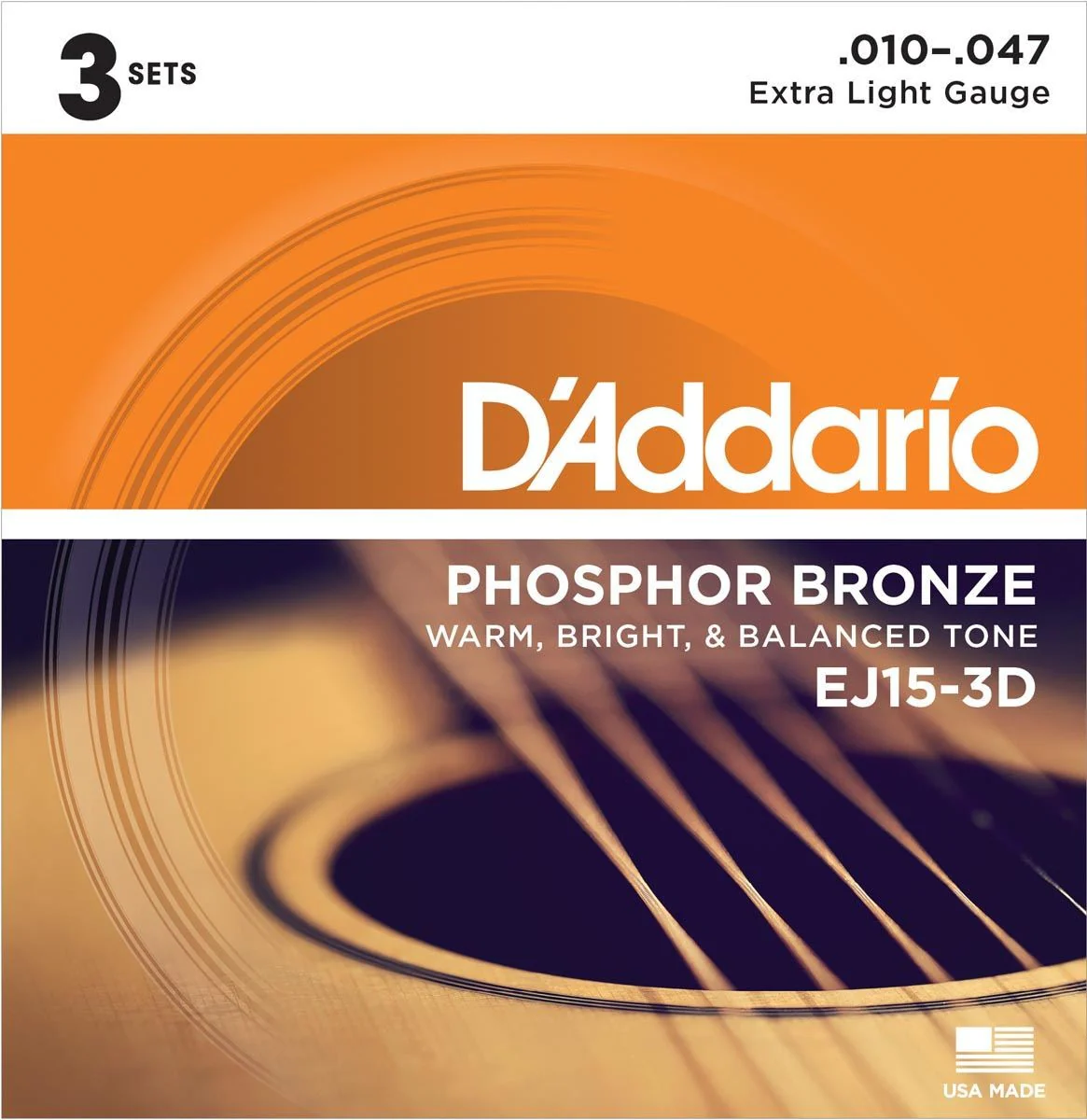 DADDARIO EJ153D SET 3 JUEGOS DE CUERDAS GUITARRA ACUSTICA 010-047