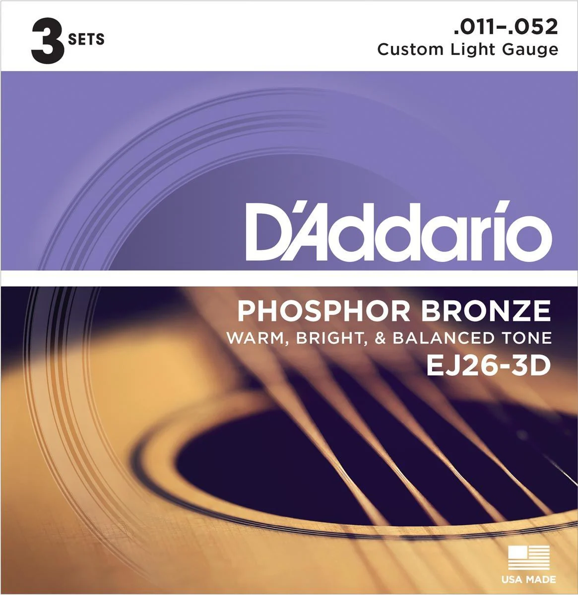 DADDARIO EJ263D SET 3 JUEGOS DE CUERDAS GUITARRA ACUSTICA 011-052