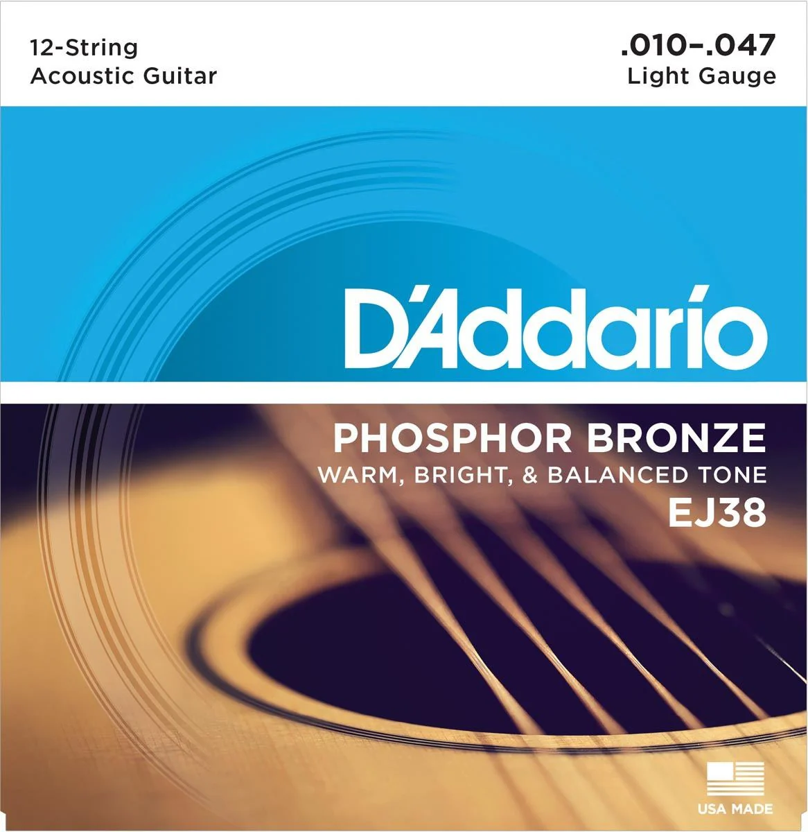 DADDARIO EJ38 JUEGO 12 CUERDAS GUITARRA ACUSTICA 010-027 010-047