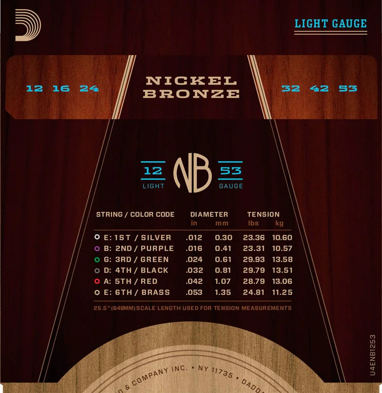 DADDARIO NB1253 NICKEL BRONZE JUEGO CUERDAS GUITARRA ACUSTICA LIGHT 012-053 - Image 2