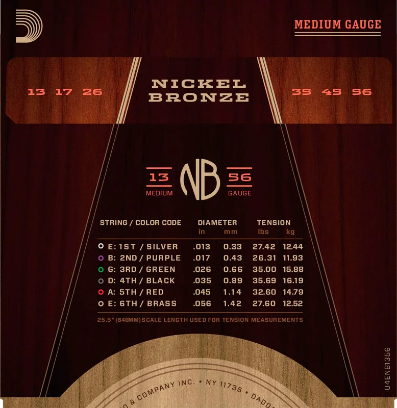 DADDARIO NB1356 NICKEL BRONZE JUEGO CUERDAS GUITARRA ACUSTICA MEDIUM 013-056 - Image 2
