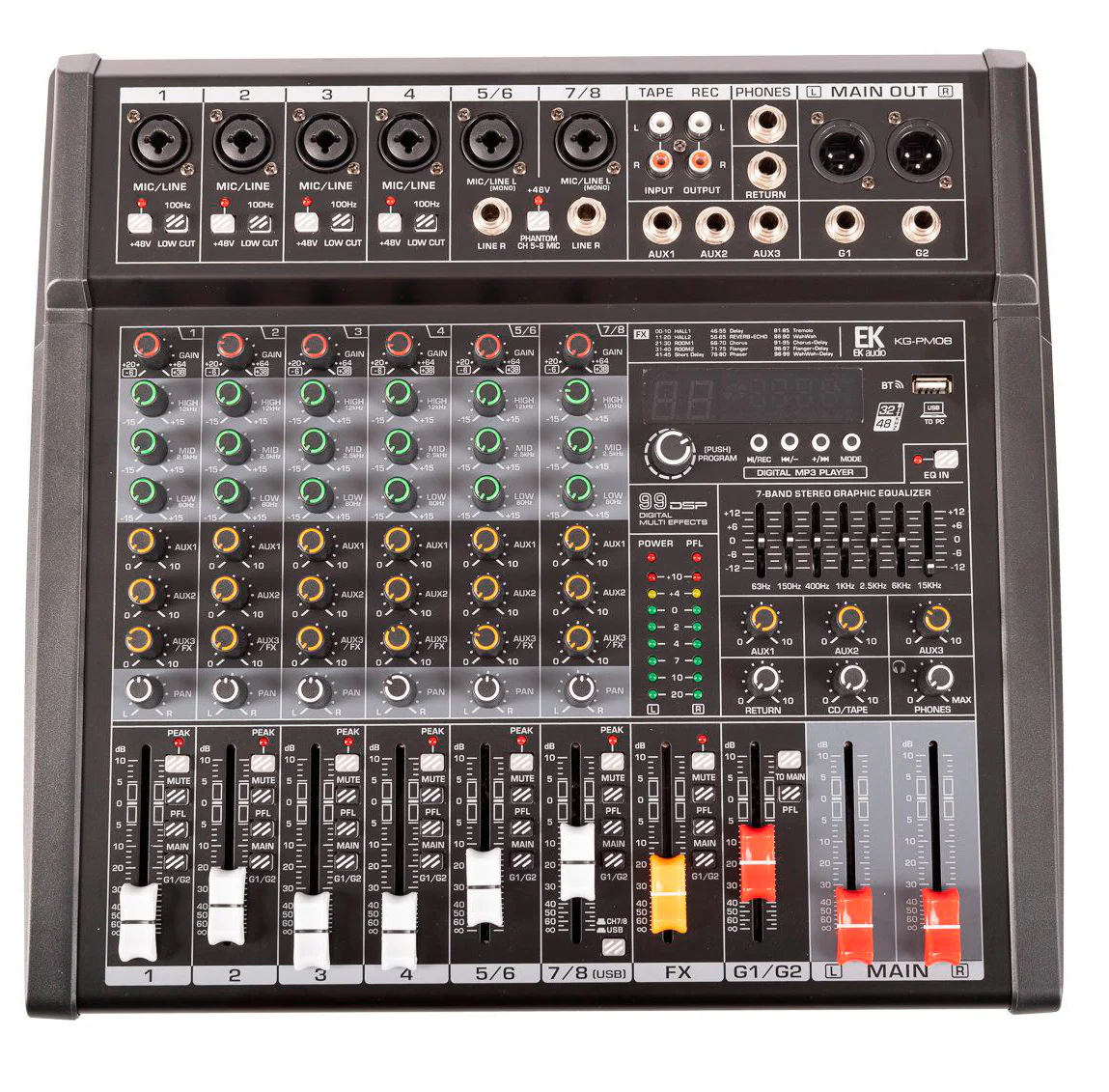 EK AUDIO KGPM08 MESA DE MEZCLAS 8 CANALES