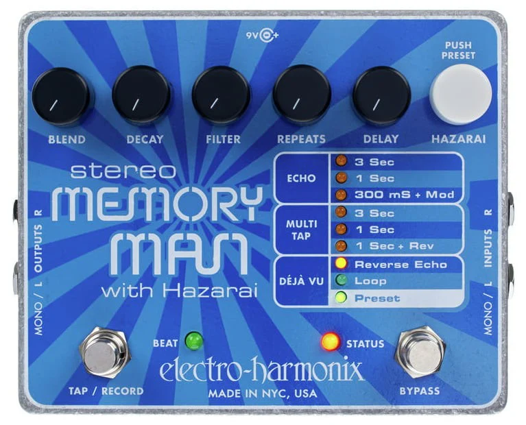 ELECTRO HARMONIX STEREO MEMORY MAN WITH HAZARAI PEDAL DELAY LOOPER