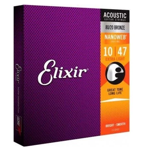 ELIXIR 11002 NANOWEB EXTRA LIGHT JUEGO CUERDAS GUITARRA ACUSTICA 010-047 - Image 3