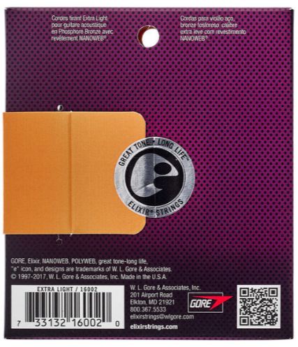 ELIXIR 16002 NANOWEB PHOSPOR BRONZE EXTRA LIGHT JUEGO CUERDAS GUITARRA ACUSTICA 010-047 - Image 2