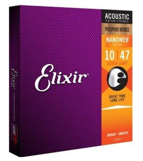 ELIXIR 16002 NANOWEB PHOSPOR BRONZE EXTRA LIGHT JUEGO CUERDAS GUITARRA ACUSTICA 010-047 - Image 3