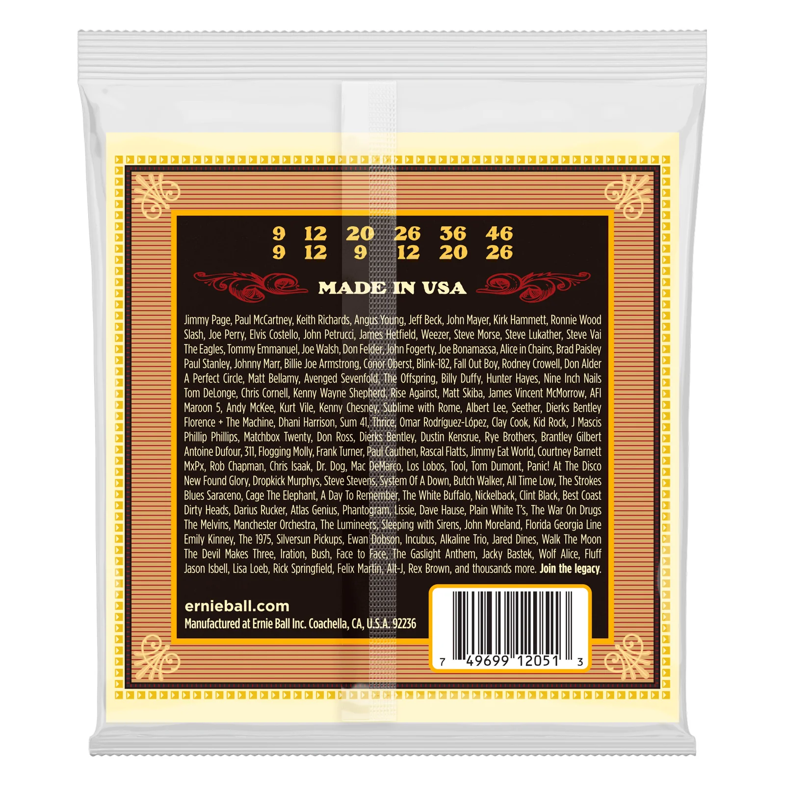 ERNIE BALL 2051 EARTHWOOD SILK STEEL 80/20 BRONZE JUEGO CUERDAS GUITARRA ACUSTICA 12 CUERDAS 009-046 - Image 2
