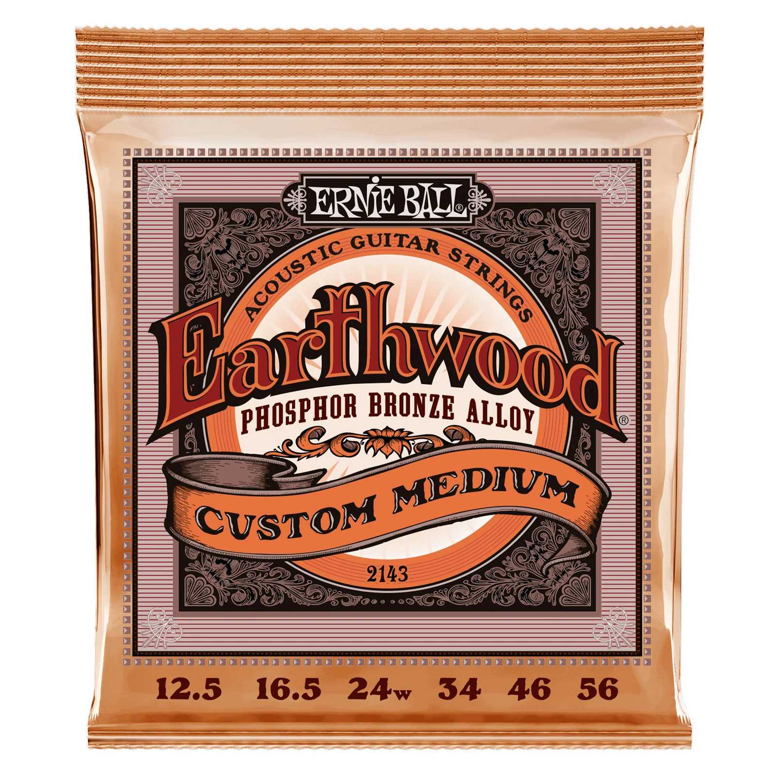 ERNIE BALL 2143 EARTHWOOD PHOSPOR BRONZE MEDIUM JUEGO CUERDAS GUITARRA ACUSTICA 012.5-056