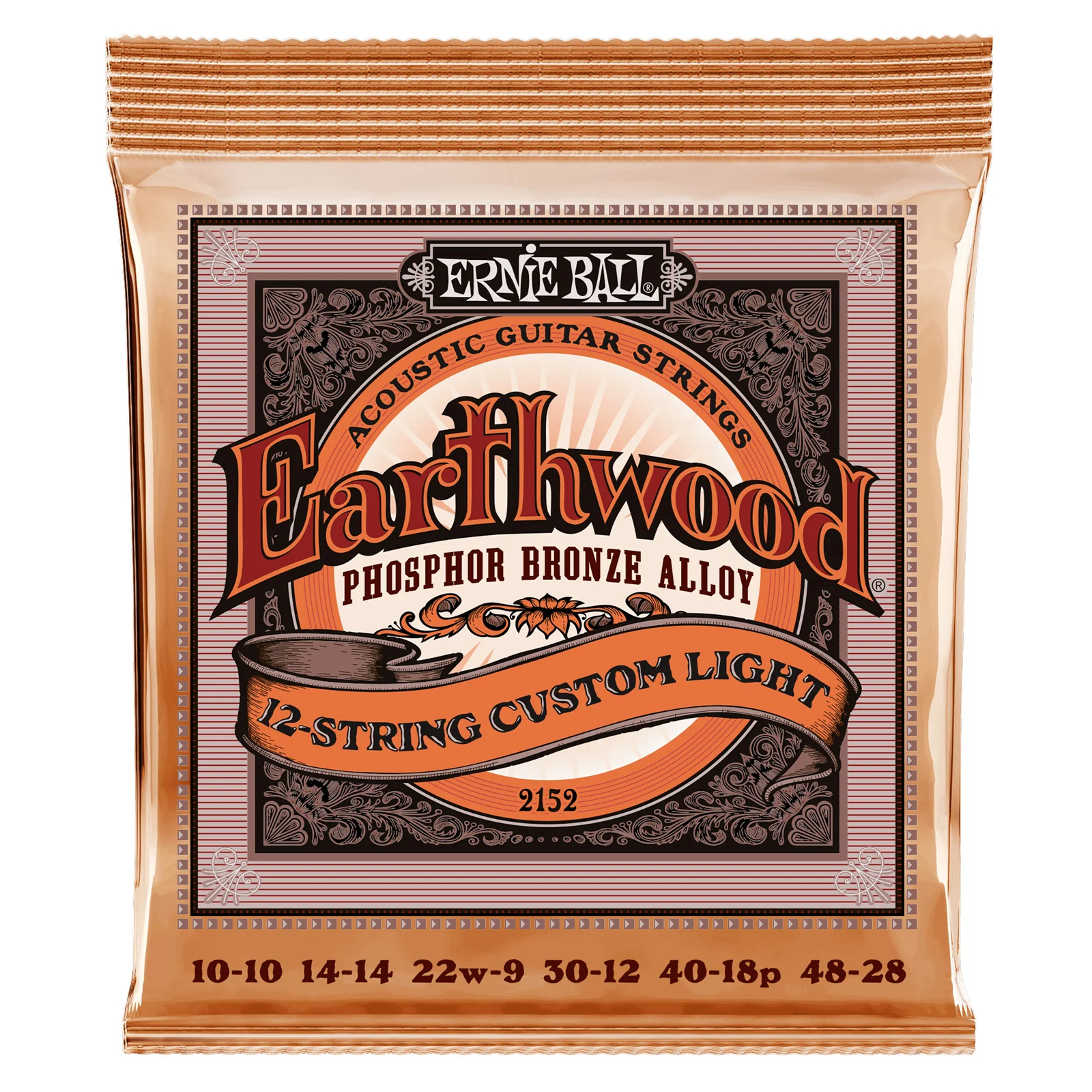 ERNIE BALL 2152 EARTHWOOD PHOSPOR BRONZE LIGHT JUEGO 12 CUERDAS GUITARRA ACUSTICA 010-048