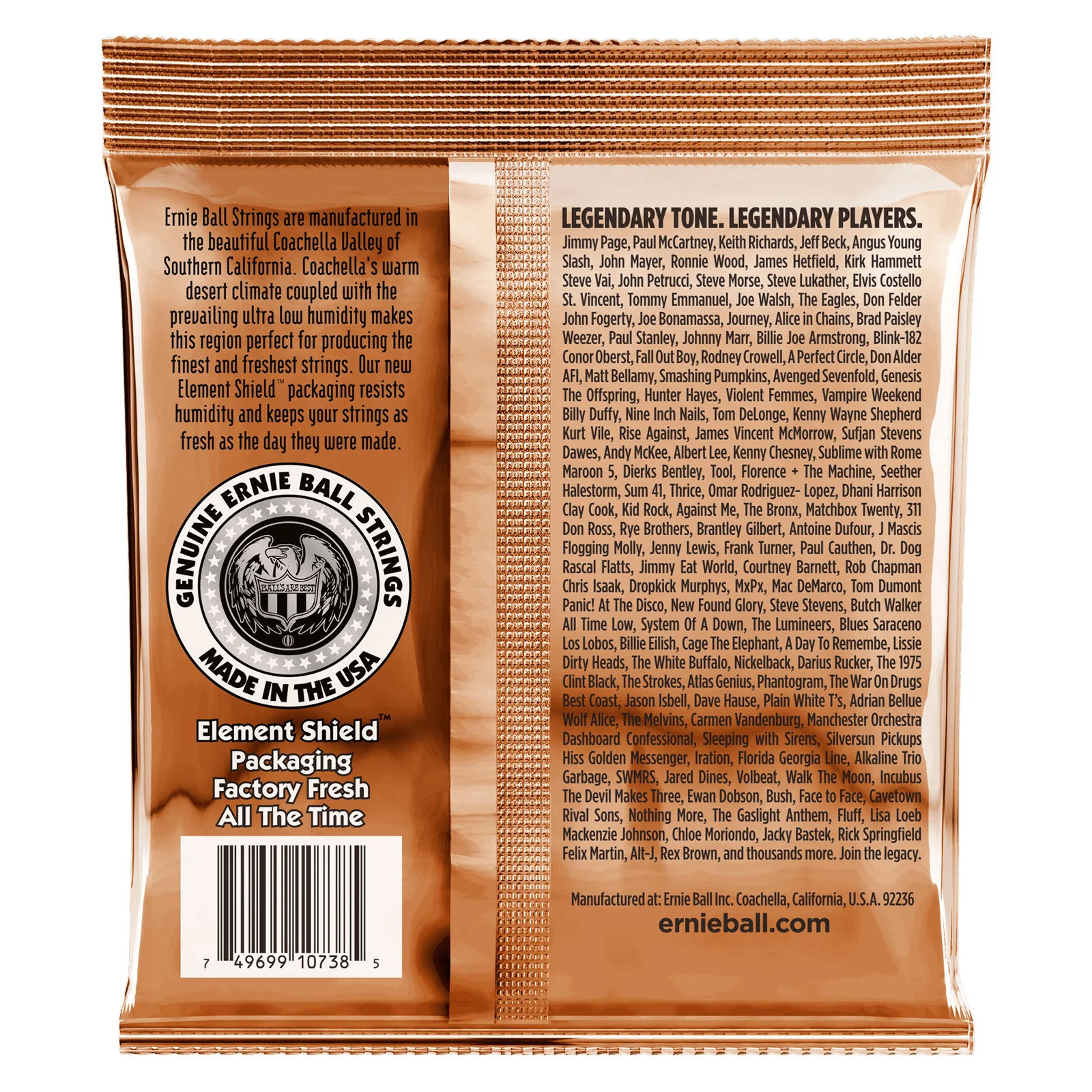 ERNIE BALL 2152 EARTHWOOD PHOSPOR BRONZE LIGHT JUEGO 12 CUERDAS GUITARRA ACUSTICA 010-048 - Image 2