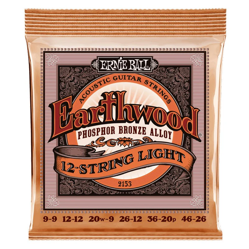 ERNIE BALL 2153 EARTHWOOD PHOSPOR BRONZE LIGHT JUEGO 12 CUERDAS GUITARRA ACUSTICA 009-046