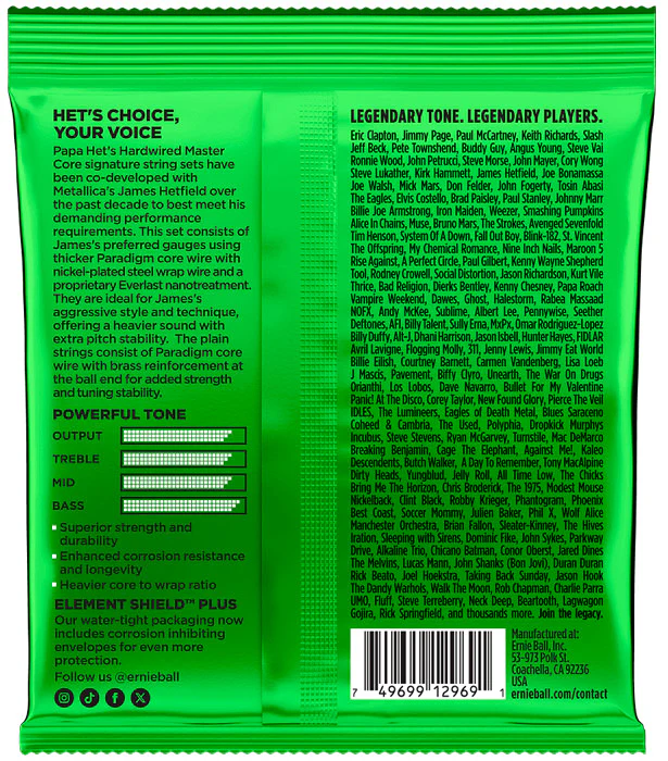 ERNIE BALL 2201 JAMES HETFIELD SIGNATURE JUEGO CUERDAS GUITARRA ELECTRICA 11-50 - Image 2