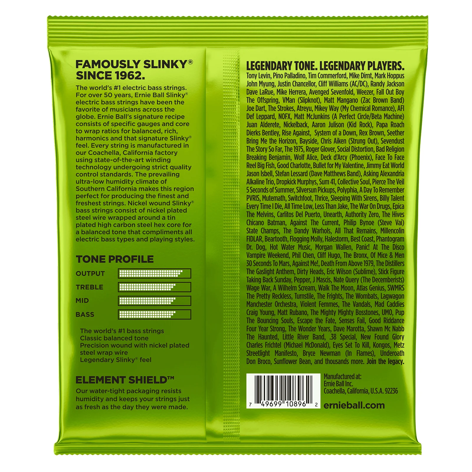 ERNIE BALL 2856 REGULAR SLINKY JUEGO CUERDAS BAJO ELECTRICO ESCALA MEDIA 045-105 - Image 2