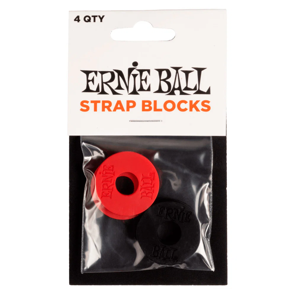 ERNIE BALL 4603 STRAP BLOCK 4 ENGANCHES CORREA ROJO Y NEGRO