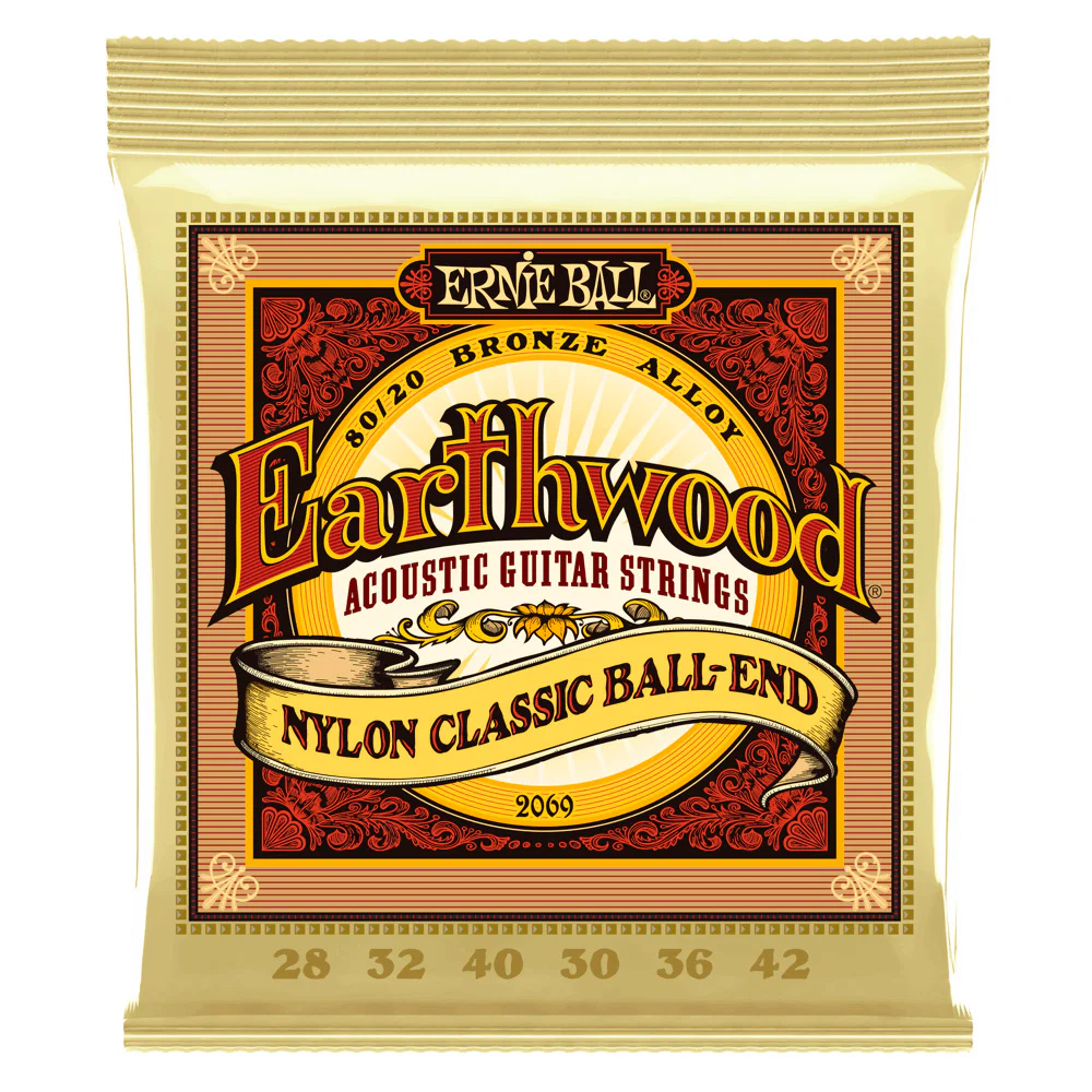 ERNIE BALL EB2069 FOLK NYLON EARTHWOOD JUEGO GUITARRA CLASICA 028-042