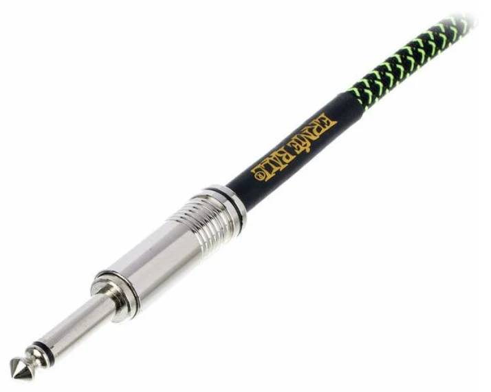 ERNIE BALL EB6077 CABLE INSTRUMENTO TRENZADO JACK RECTO ACODADO 3 METROS NEGRO Y VERDE - Image 2