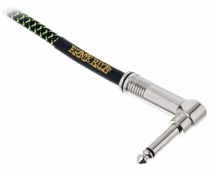 ERNIE BALL EB6077 CABLE INSTRUMENTO TRENZADO JACK RECTO ACODADO 3 METROS NEGRO Y VERDE - Image 3