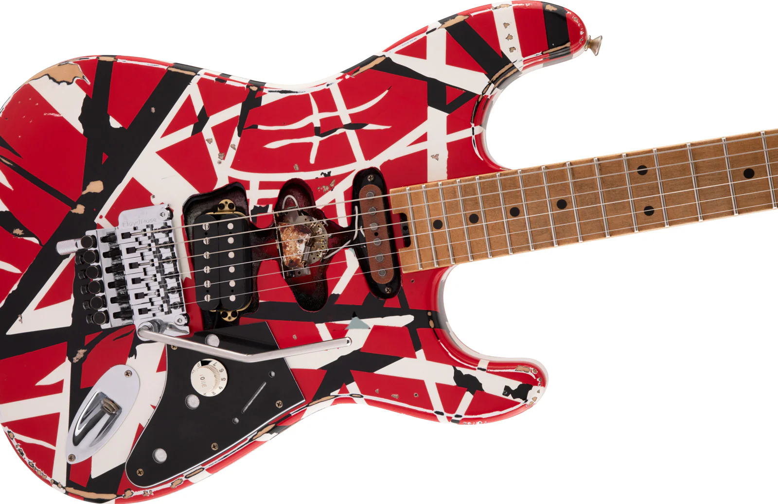 EVH FRANKESTEIN FRANKIE STRIPED SERIES MN GUITARRA ELECTRICA RED WITH BLACK STRIPES - Image 13