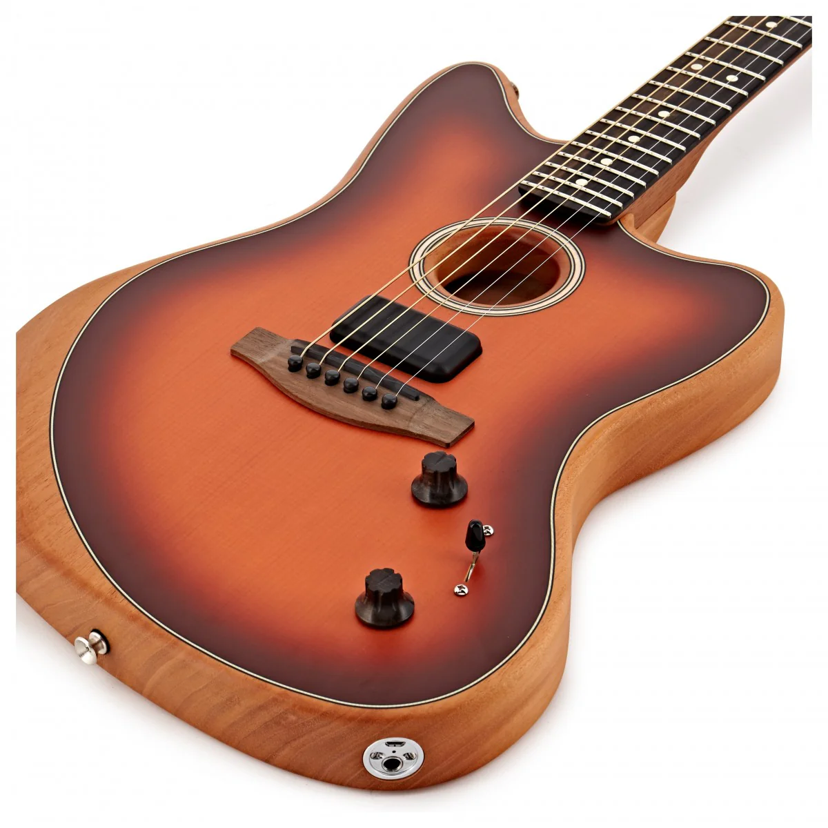 FENDER AMERICAN ACOUSTASONIC JAZZMASTER GUITARRA ELECTROACUSTICA TOBACCO SUNBURST. - Image 10